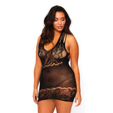Leg Avenue Floral Lace Opaque Mini Dress UK 14 to 18 Default Title > Clothes > Plus Size Lingerie